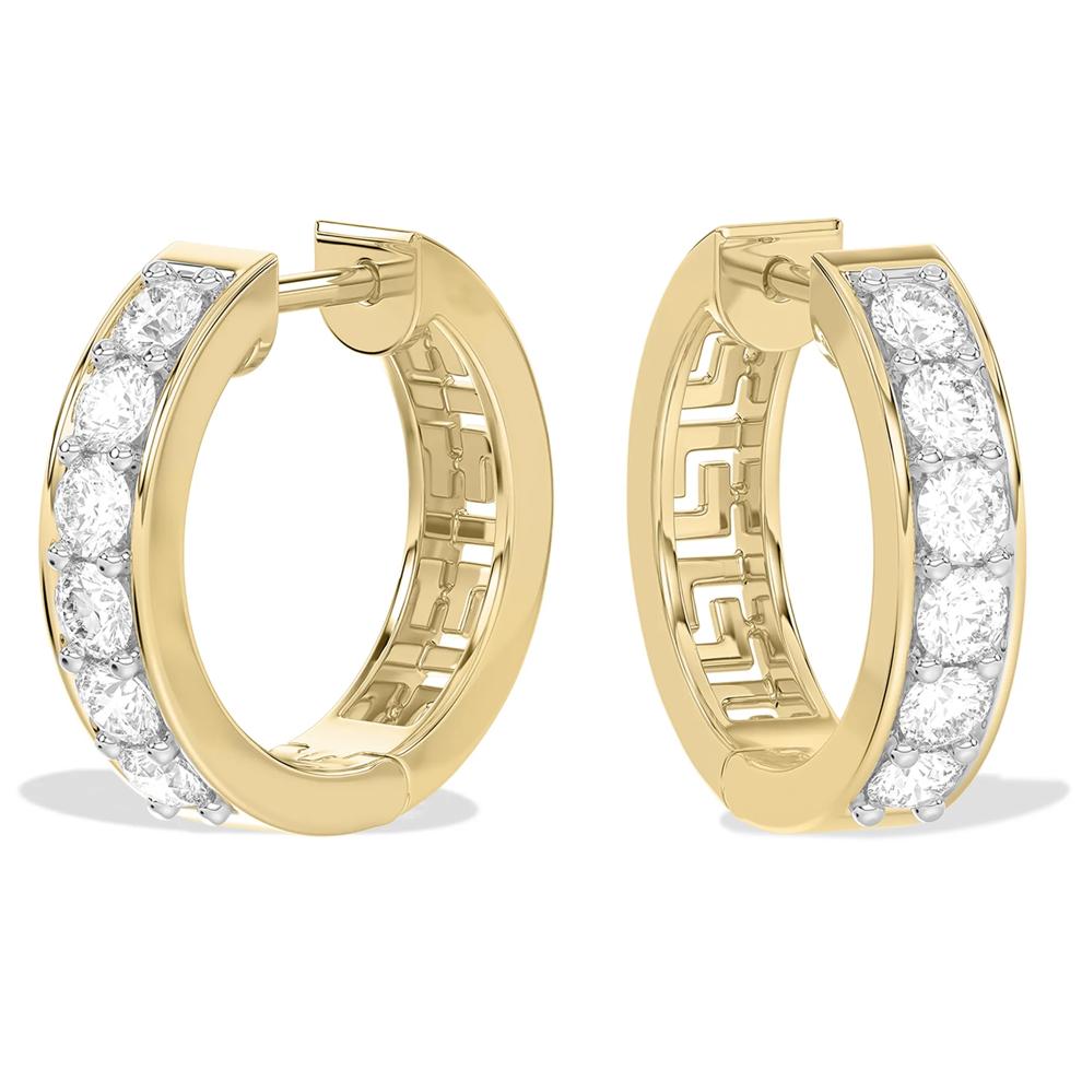 Men's Lab Grown Diamond Hoop Earrings in 10K Yellow Gold (1 ct. tw.) – Image 1 of 2