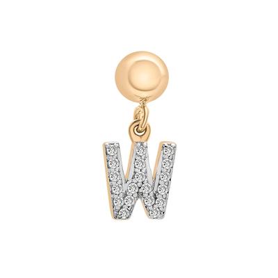 Diamond Accent W Initial Bead Charm in Vermeil