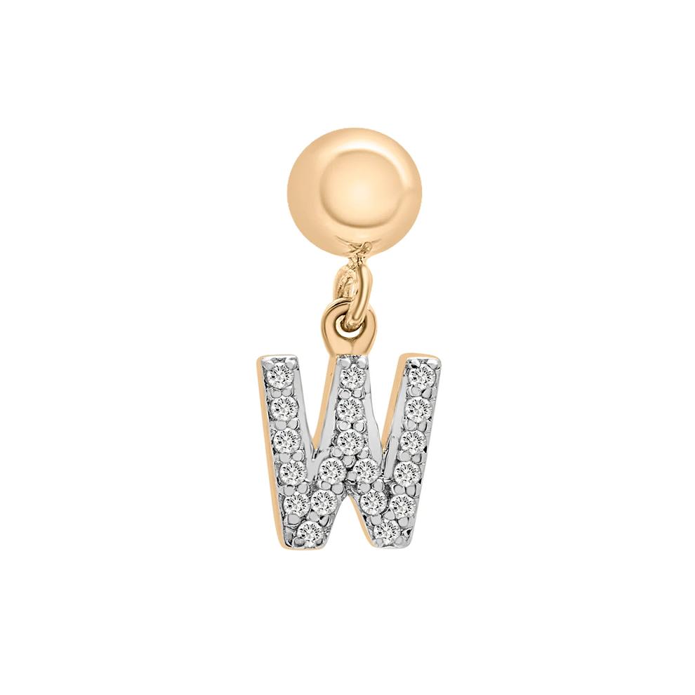 Diamond Accent W Initial Bead Charm in Vermeil – Image 1 of 3