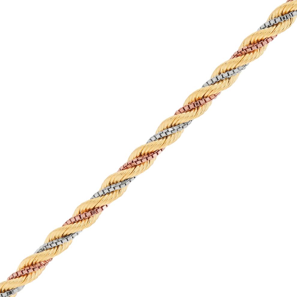 Silk Rope &amp; Box Chain in 10K White, Yellow and Rose Gold, 18" – Image 2 of 3