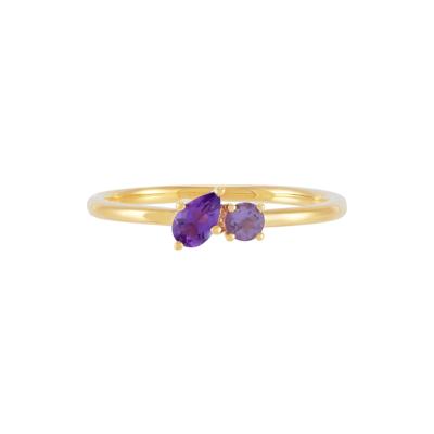Pink & Purple Amethyst Ring in 10K Yellow Gold