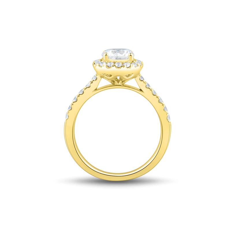 Lab Grown Diamond Round Halo Engagement Ring in 14K Yellow Gold &#40;1 1/2 ct. tw.&#41; – Image 2 of 3