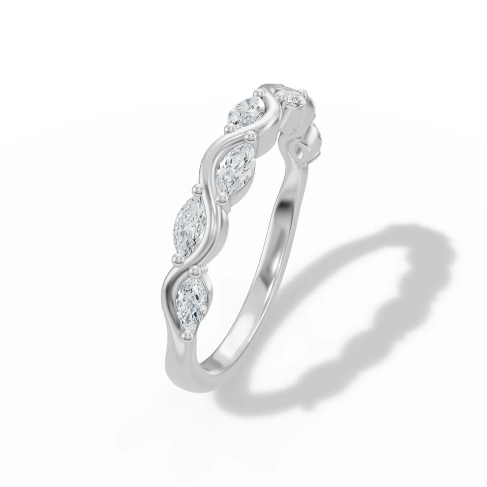 Lab Grown Diamond Marquise Wave Band in 14K White Gold (3/8 ct. tw.) – Image 4 of 4