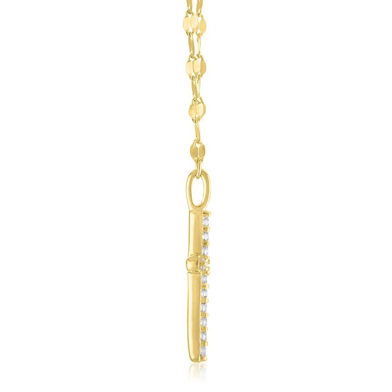 Mirror Chain Cross Pendant in 10K Yellow Gold &#40;1/10 ct. tw.&#41; – Image 2 of 3