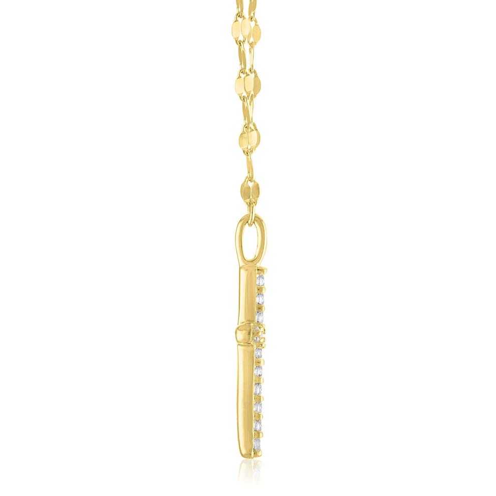 Mirror Chain Cross Pendant in 10K Yellow Gold (1/10 ct. tw.) – Image 2 of 3