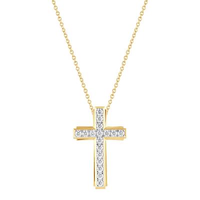 Lab Grown Diamond Cross Pendant in 10K Yellow Gold (1 ct. tw.)