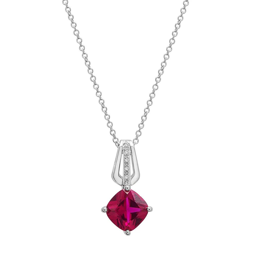 Lab Created Ruby &amp; Diamond Pendant &amp; Earring Boxed Set in Sterling Silver – Image 3 of 6