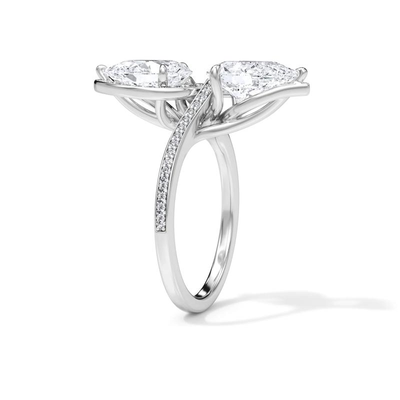 Lab Grown Diamond Pear-Shaped Double Stone Engagement Ring in Platinum &#40;3 3/8 ct. tw.&#41; – Image 3 of 4