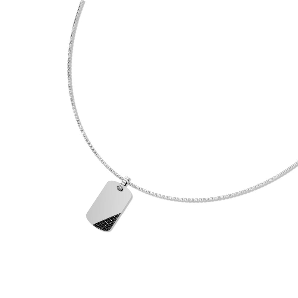 Men's Black Lab Grown Diamond Tipped Dog Tag Pendant Necklace in Vermeil (3/8 ct. tw.) – Image 8 of 8