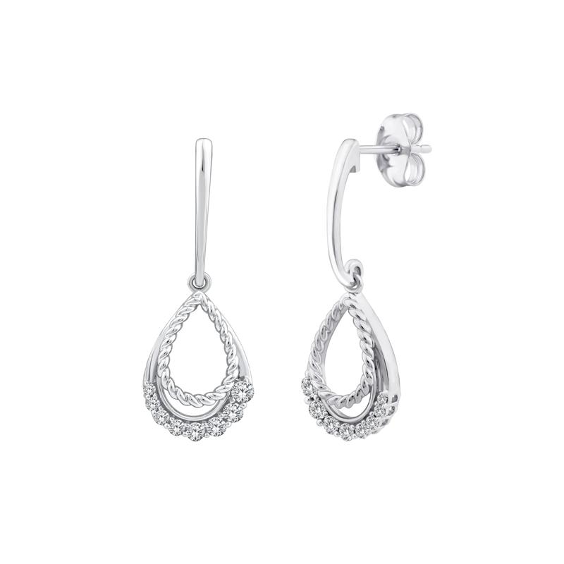 Diamond Double Teardrop Earrings in 10K White Gold  &#40;1/3 ct. tw.&#41; – Image 3 of 3