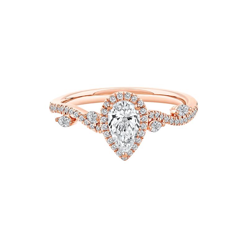 Pear-Shaped Diamond Engagement Ring with Halo in 14K Rose Gold &#40;3/4 ct. tw.&#41; – Image 1 of 4