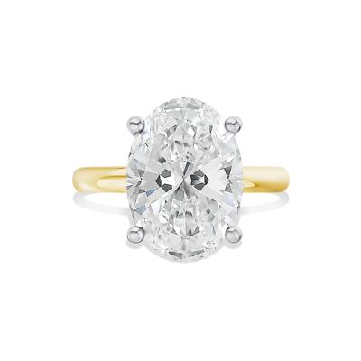 Lab Grown Diamond Oval Solitaire Engagement Ring in 14K Yellow & White Gold (6 ct. tw.)