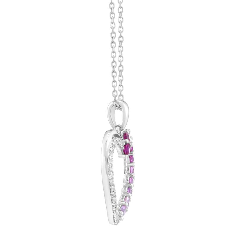 White Topaz &amp; Pink Sapphire Heart Pendant in Sterling Silver  – Image 2 of 3