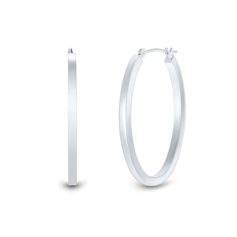 Oval Polished Hoop Earrings in 14K White Gold – Image 1 of 2
