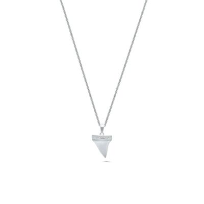 Men's Diamond Shark's Tooth Pendant Necklace in Sterling Silver (1/8 ct. tw.)