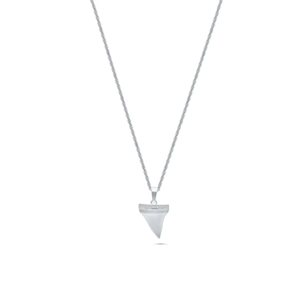 Men's Diamond Shark's Tooth Pendant Necklace in Sterling Silver (1/8 ct. tw.) – Image 1 of 4