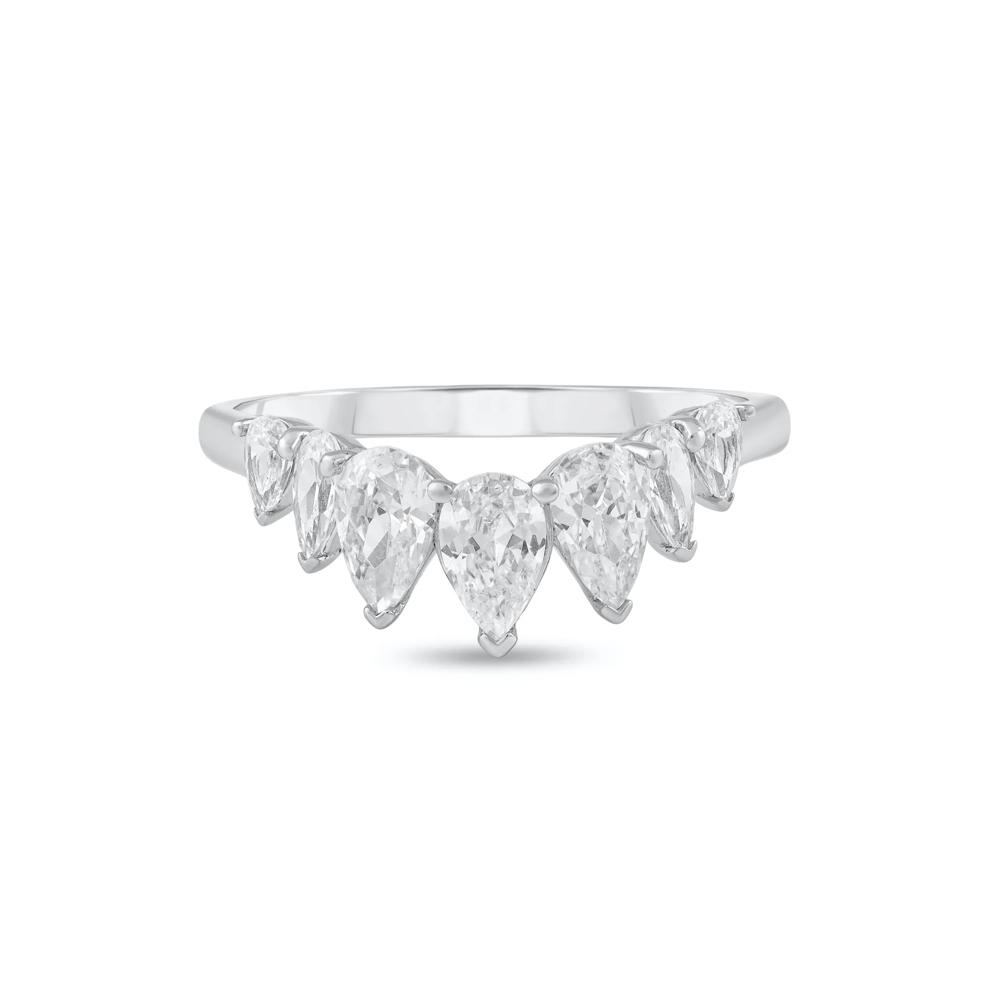 Lab Grown Diamond Pear-Shaped Contour Band in 10K White Gold (1 ct. tw.) – Image 1 of 4