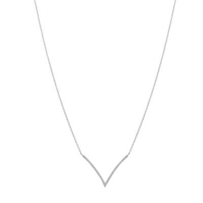 Diamond Chevron Necklace in 10K White Gold (1/7 ct. tw.)