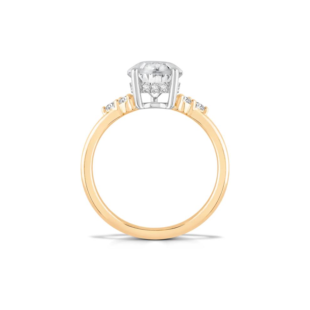 Lab Grown Diamond Pear-Shaped Center Engagement Ring in 14K Yellow &amp; White Gold (3 3/8 ct. tw.) – Image 2 of 4