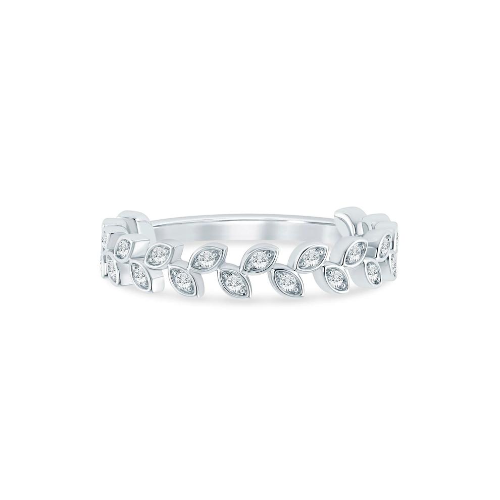 Lab Grown Diamond Floral Stack Anniversary Band in 10K White Gold (1/7 ct. tw.) – Image 1 of 3