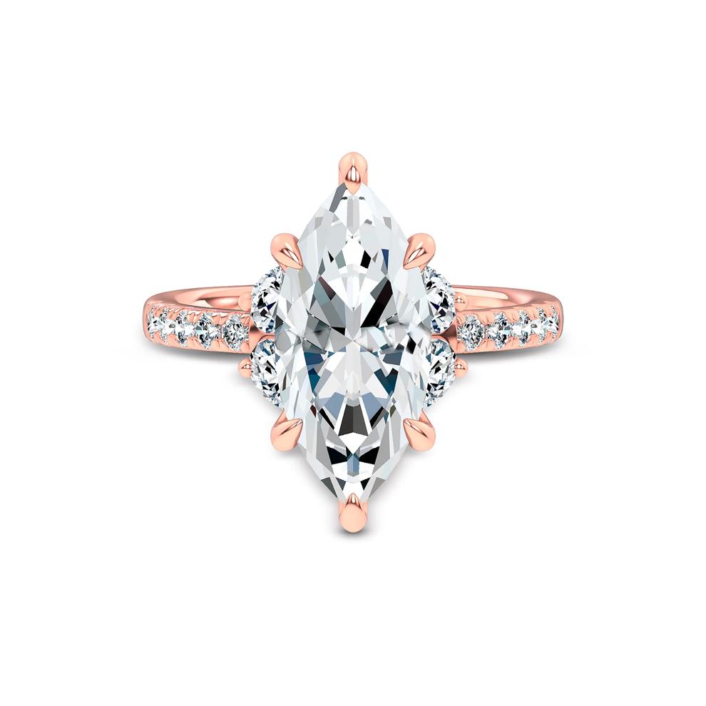 Lab Grown Diamond Marquise Center Engagement Ring in 14K Rose Gold (4 1/4 ct. tw.) – Image 1 of 4