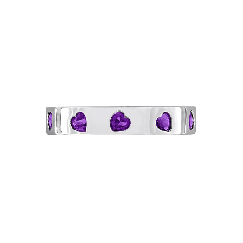 Heart-Shaped Amethyst Eternity Band in Sterling Silver – Image 1 of 7