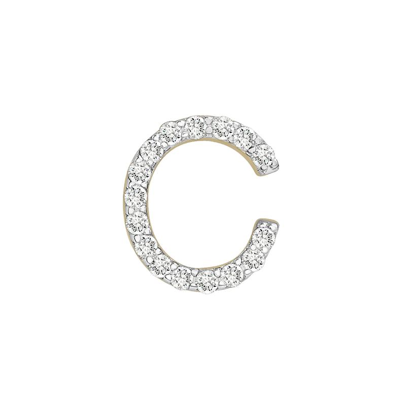 Single-Letter Stud Earring &ldquo;C&rdquo; with Diamond Accents in 10K Yellow Gold – Image 1 of 2