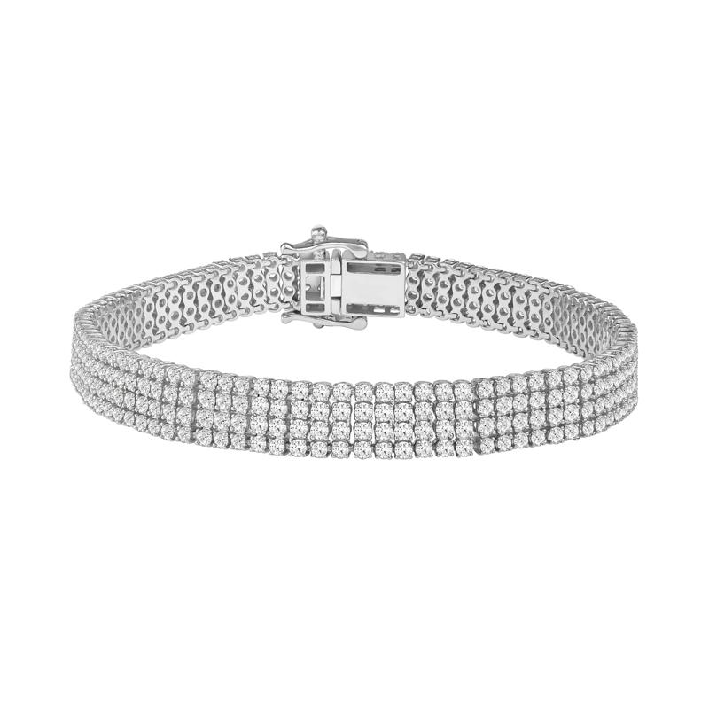Lab Grown Diamond Four-Row Tennis Bracelet in 14K White Gold &#40;8 ct. tw.&#41; – Image 1 of 1