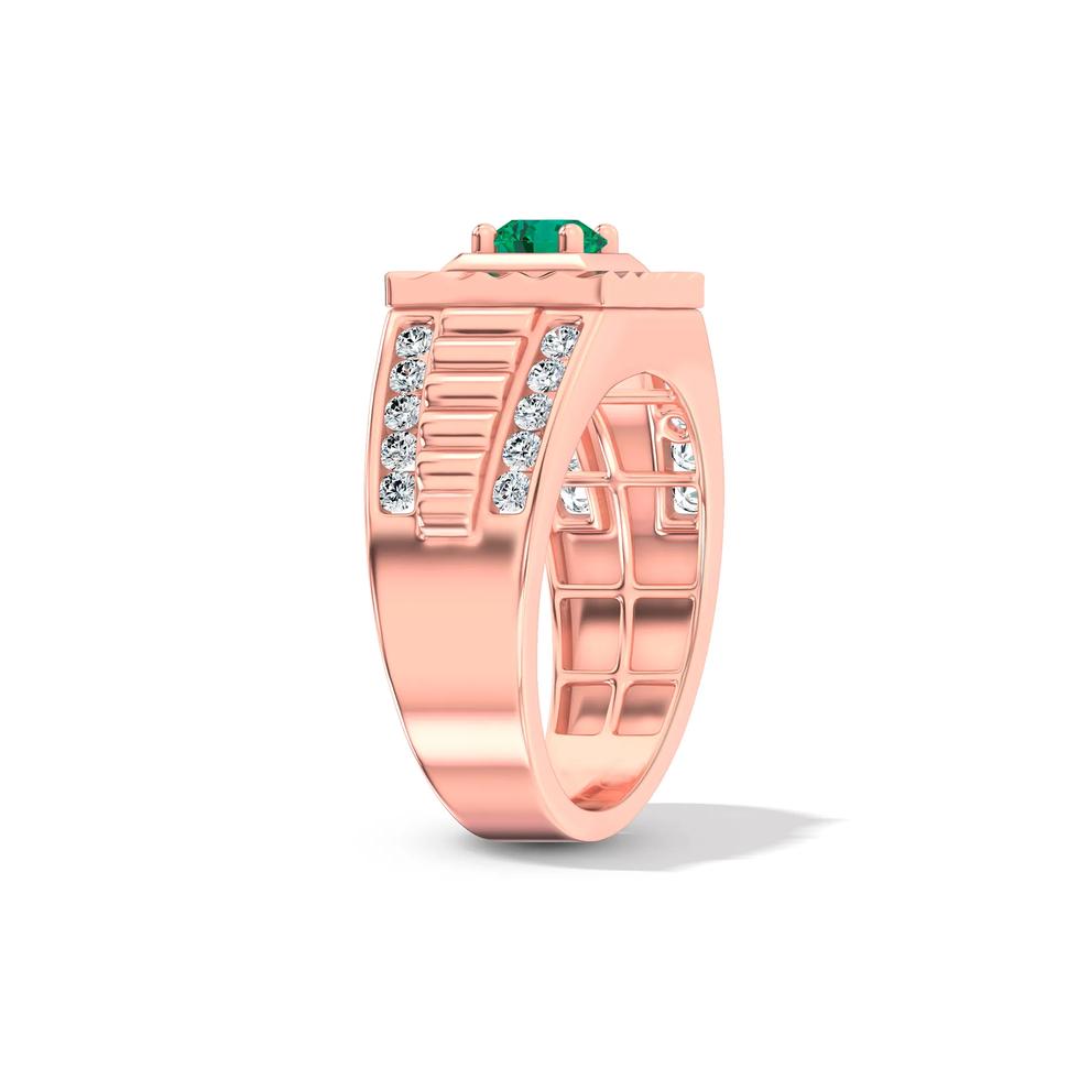 Men's Lab-Created Emerald &amp; Lab Grown Diamond Ring in 10K Rose Gold (1/2 ct. tw.) – Image 3 of 4
