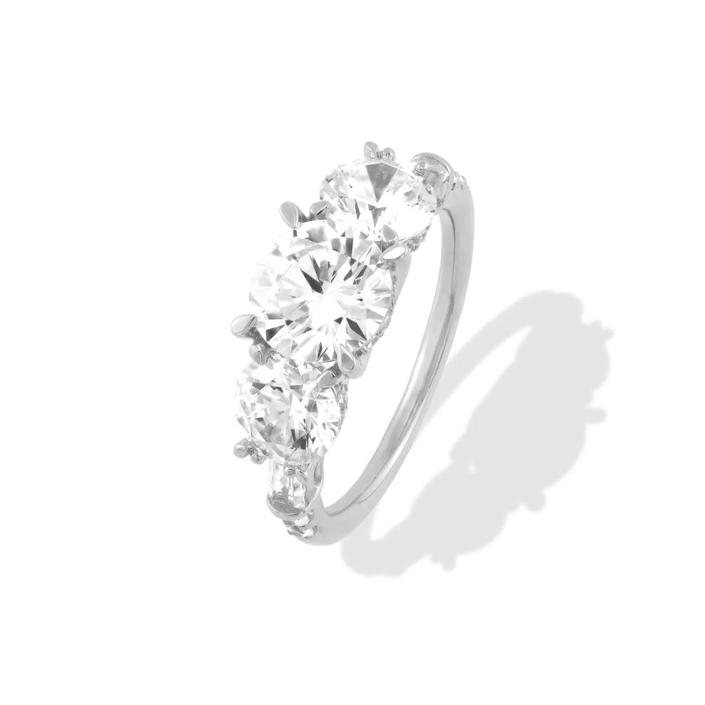 Lab Grown Diamond Round Center Three-Stone Engagement Ring in 14K White Gold (4 1/2 ct. tw.) – Image 4 of 4