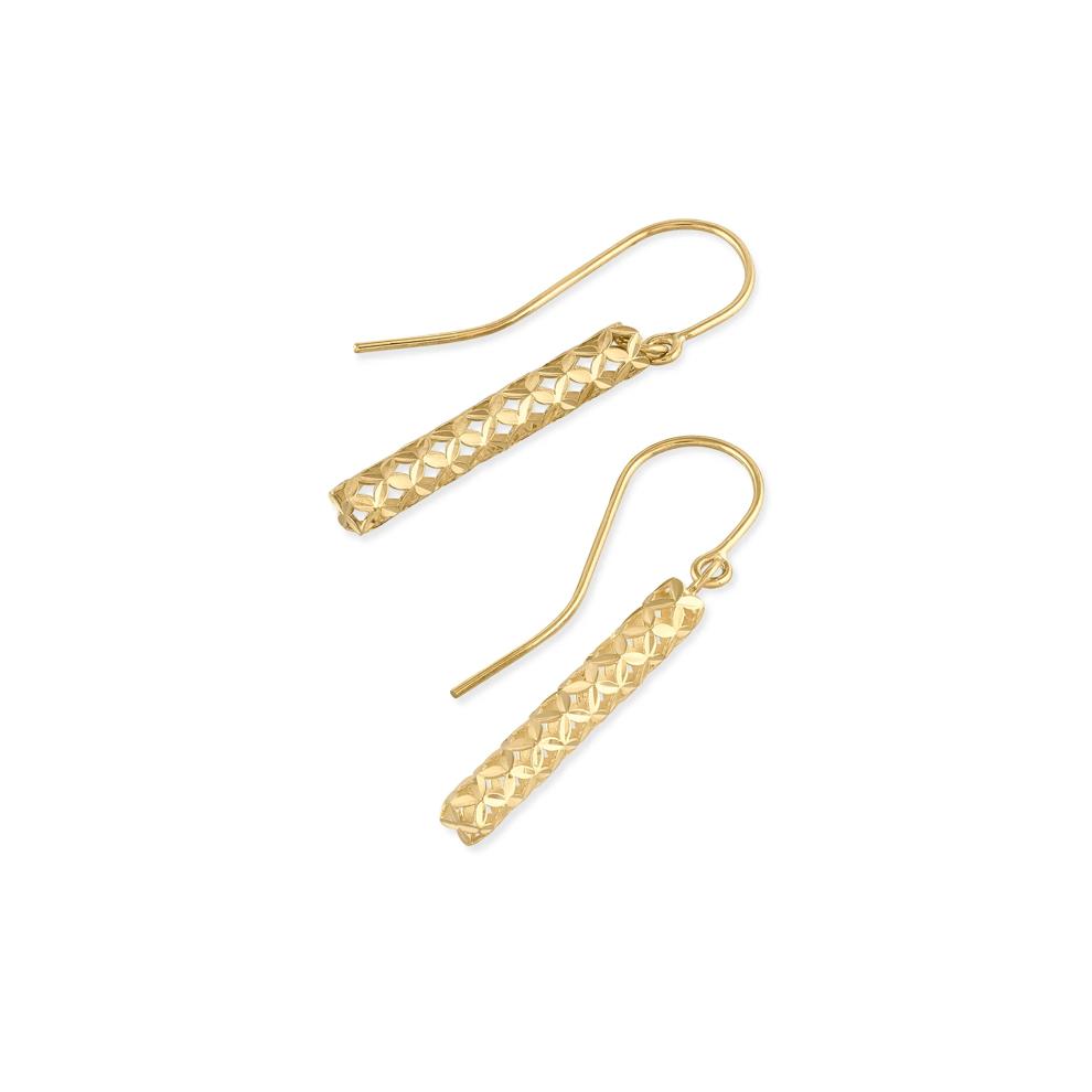 Diamond-Cut Stick Drop Earrings in 10K Yellow Gold – Image 2 of 2