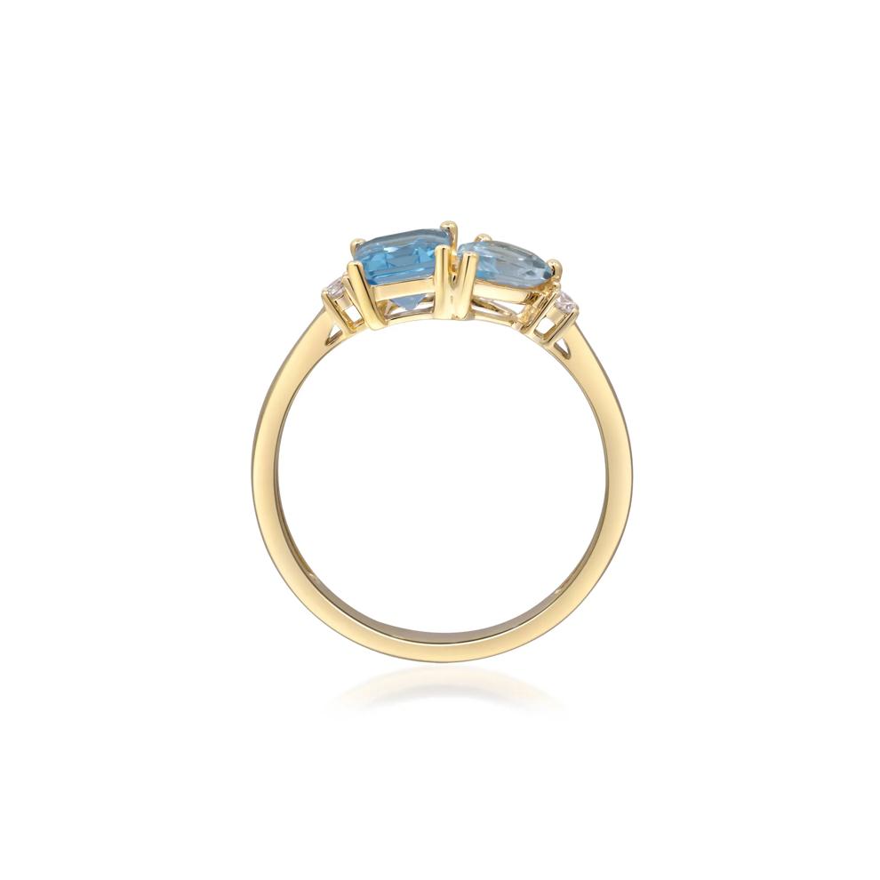 Blue Topaz and Diamond Accent Ring in 10K Yellow Gold – Image 2 of 6