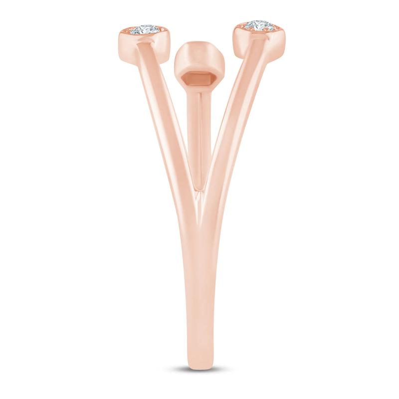 Diamond Accent Open Three-Stone Ring in 10K Rose Gold – Image 3 of 3