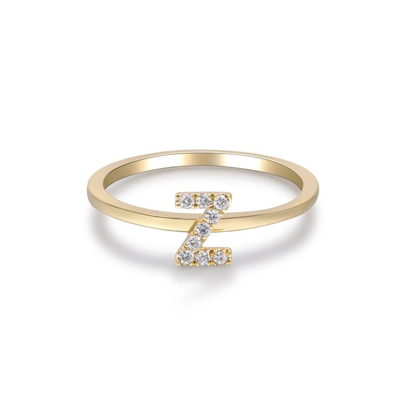 Diamond Accent &quot;Z&quot; Initial Ring in 10K Yellow Gold – Image 5 of 5