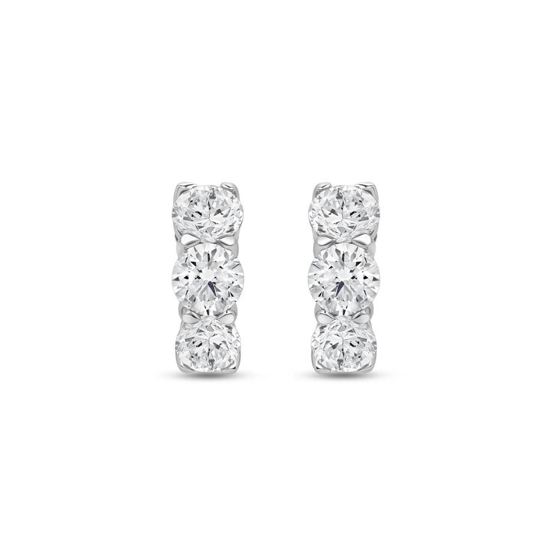 Lab Grown Diamond Huggie Hoop Earrings in 14K White Gold &#40;4 ct. tw.&#41; – Image 2 of 3