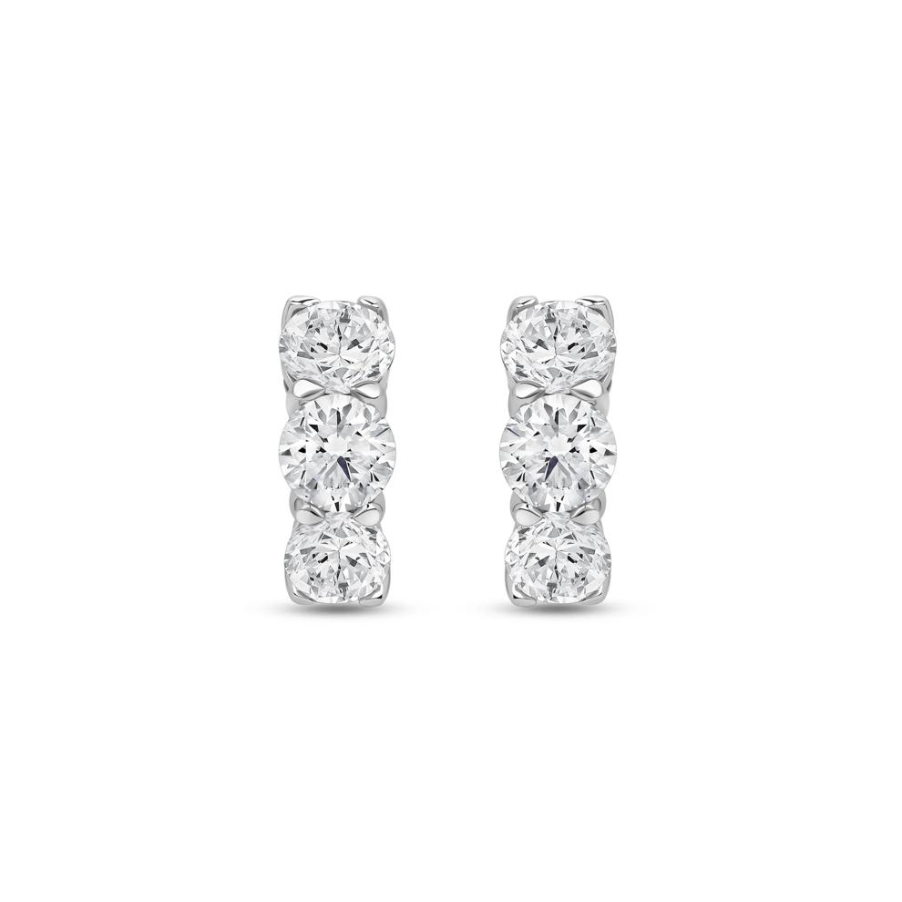 Lab Grown Diamond Huggie Hoop Earrings in 14K White Gold (4 ct. tw.) – Image 2 of 3