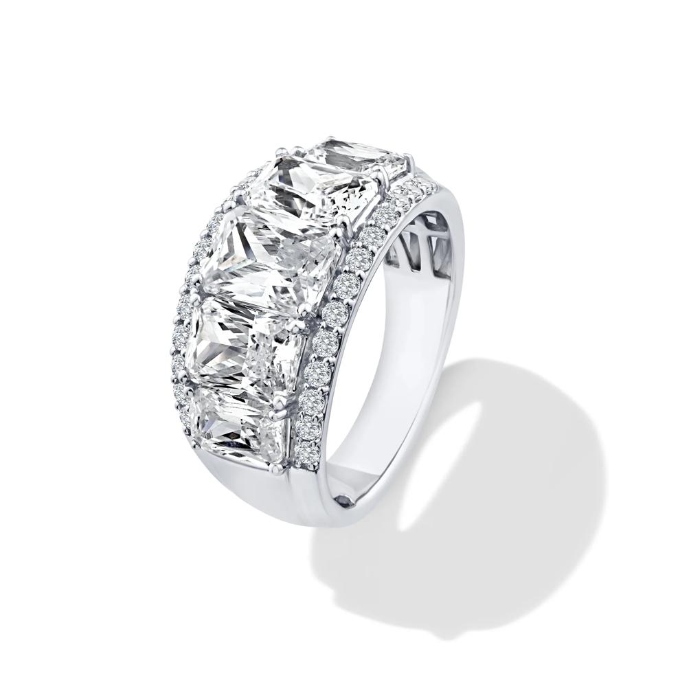 Lab Grown Diamond Radiant &amp; Round Multi-Row Band in 14K White Gold (5 ct. tw.) – Image 4 of 4