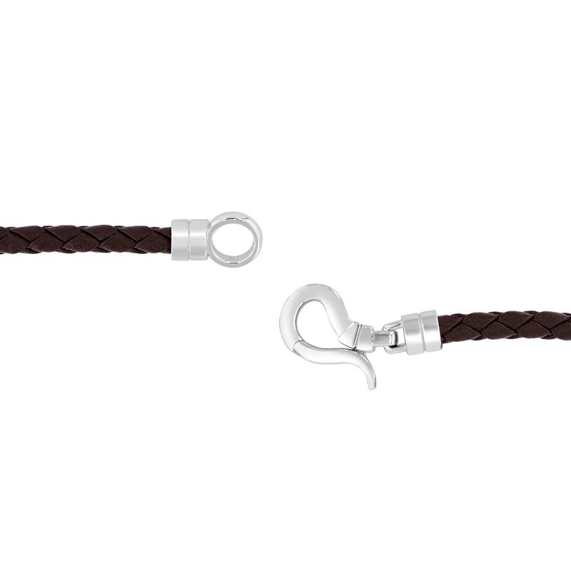 Men&#39;s Woven Leather Screw Bracelet in Sterling Silver and Vermeil, 8.5&quot; – Image 2 of 3