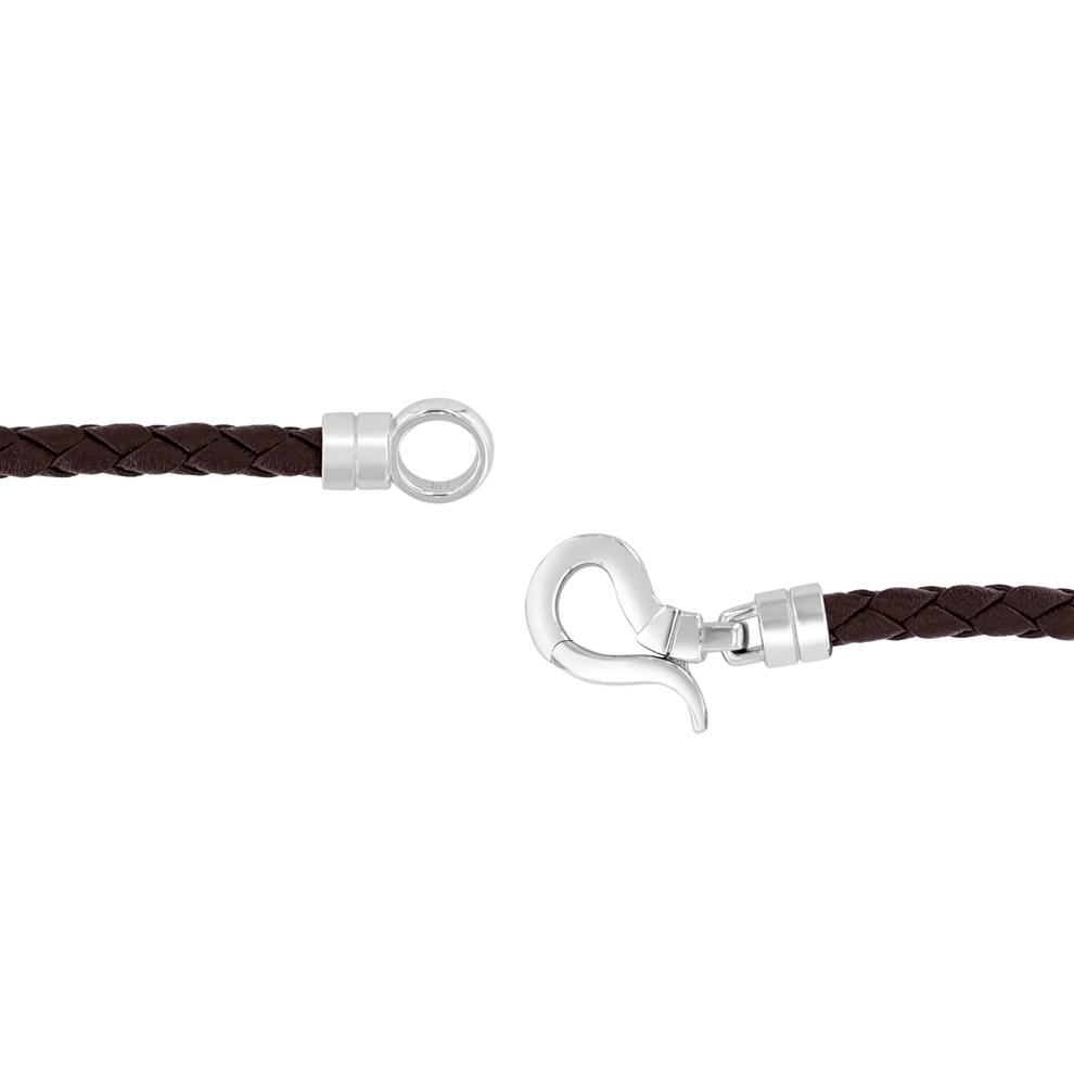 Men's Woven Leather Screw Bracelet in Sterling Silver and Vermeil, 8.5" – Image 2 of 3