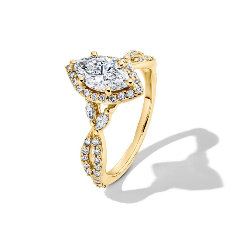 Lab Grow Diamond Marquise-Cut Halo Engagement Ring in 14K Yellow Gold (1 1/2 ct. tw.) – Image 4 of 4