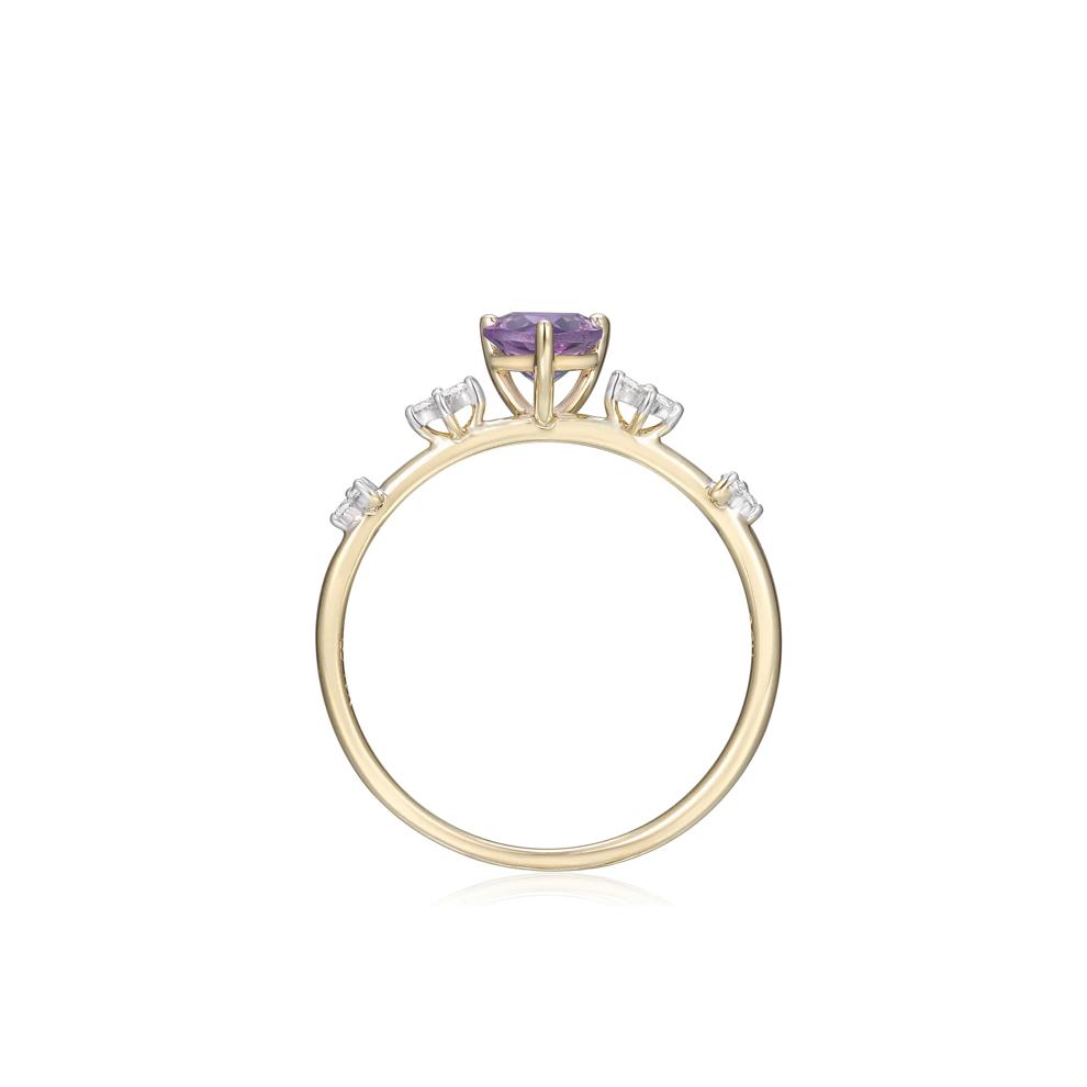 Rose De France Amethyst Ring with Diamond Accents in 10K Yellow Gold – Image 2 of 3