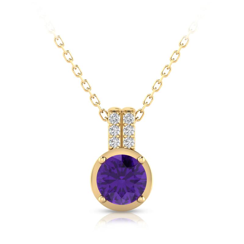 Amethyst and Diamond Pendant in 10K Yellow Gold – Image 1 of 4