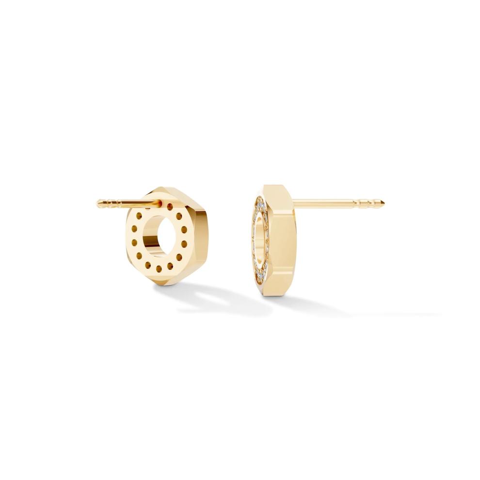 Men's Lab Grown Diamond Hex Nut Design Stud Earrings in Vermeil (3/8 ct. tw.) – Image 2 of 4
