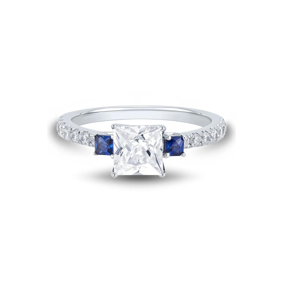 Lab Grown Diamond and Blue Sapphire Engagement Ring in 10K White Gold (1 1/2 ct. tw.) – Image 1 of 3