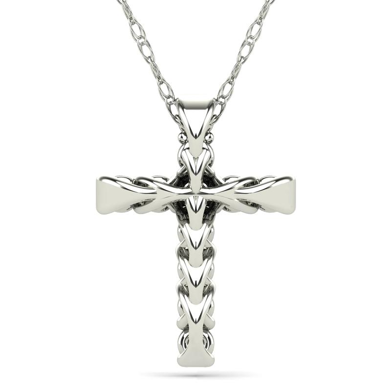 Diamond Cross Pendant in 14K White Gold &#40;1/10 ct. tw.&#41; – Image 3 of 4