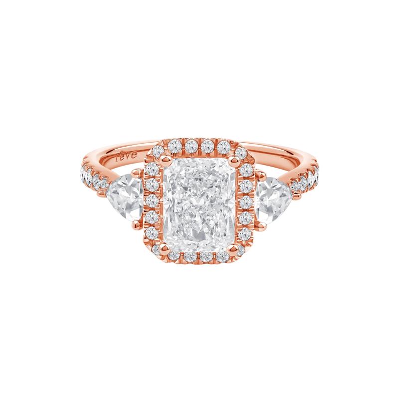 Violet Lab Grown Diamond Halo Engagement Ring in 14K Rose Gold &#40;2 3/4 ct. tw.&#41; – Image 1 of 5