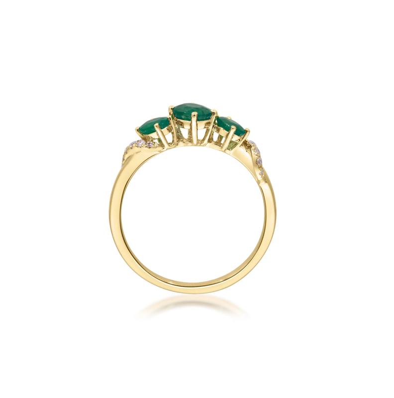 Emerald and Diamond Accent Ring in 10K Yellow Gold – Image 2 of 5