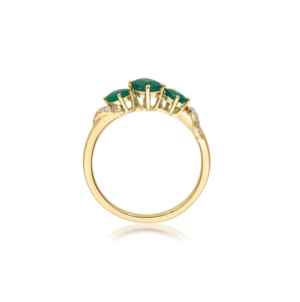 Emerald and Diamond Accent Ring in 10K Yellow Gold – Image 2 of 5