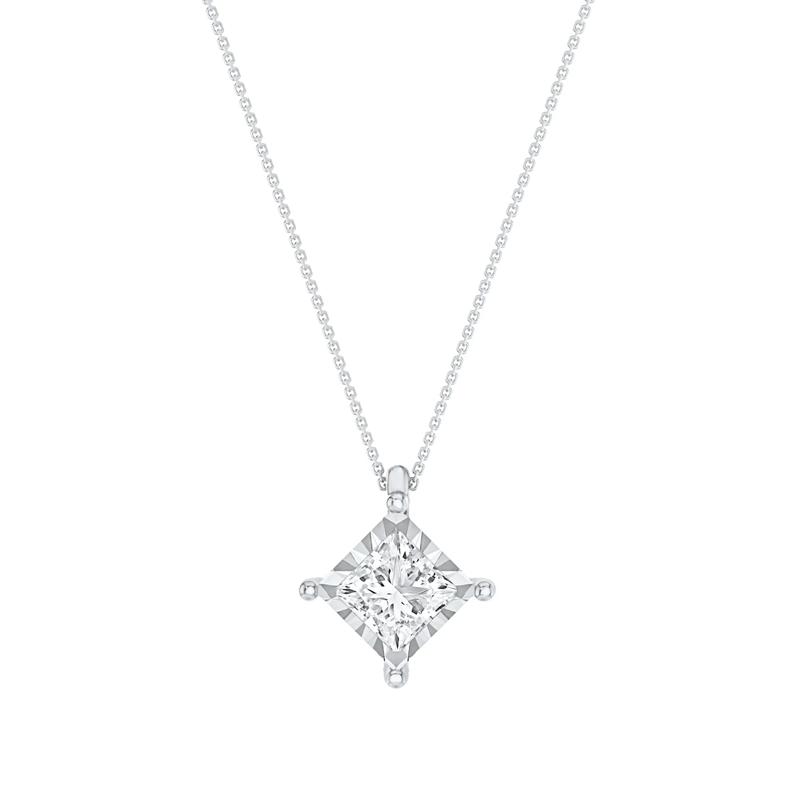 Lab Grown Princess-Cut Diamond Illusion Pendant in 10K White Gold (3/4 ct. tw.) – Image 1 of 3
