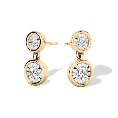 Diamond Round Drop Earrings in 10K Yellow Gold (1/3 ct. tw.)